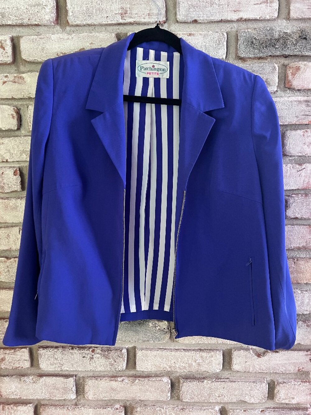 🍁 Tailored Purple Zip Blazer Jacket | Short Bracelet Sleeve | Large